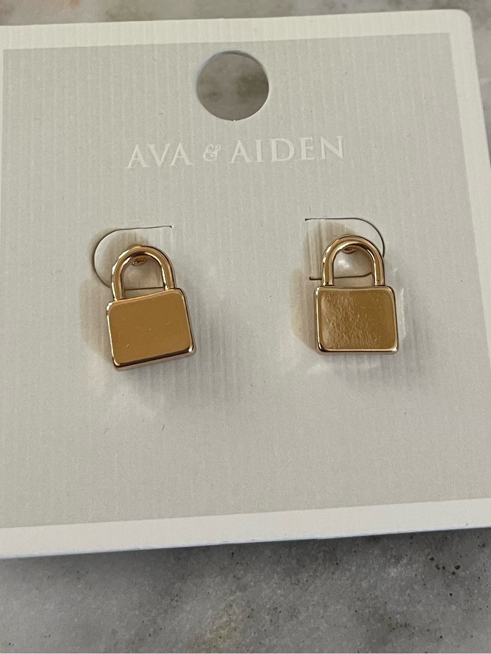 New Ava & Aiden gold lock earrings